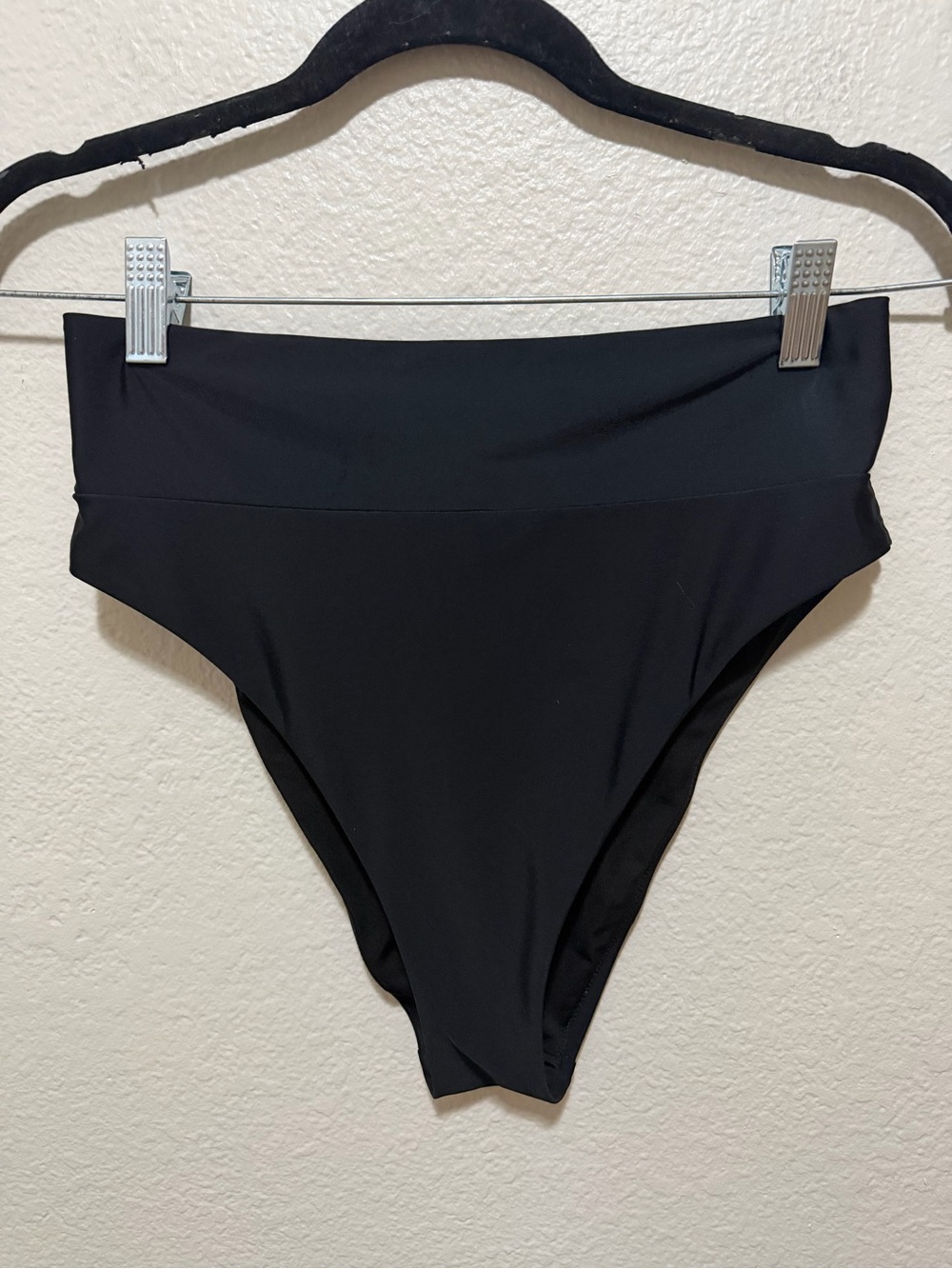Aerie High Waisted Bikini Bottom Medium Black Swimwear
